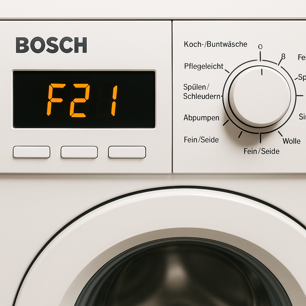 Błąd F21 w pralce Bosch — przyczyny, objawy i sposoby naprawy